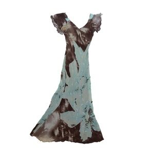 Vintage Angelo Mozzillo Silk Maxi Mermaid Dress Beaded Evening Gown IT 42 / US 6